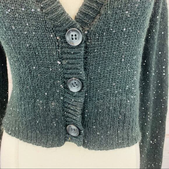 Aeropostale black silver sparkle cardigan sweater - Picture 3 of 8